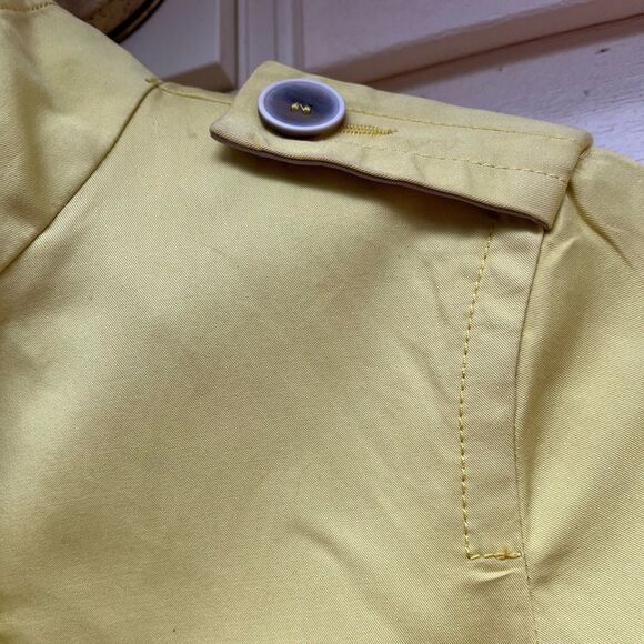 Style Benetton yellow 3/4 sleeve standup collar jacket. Front buttons, lapels, S - Picture 7 of 11